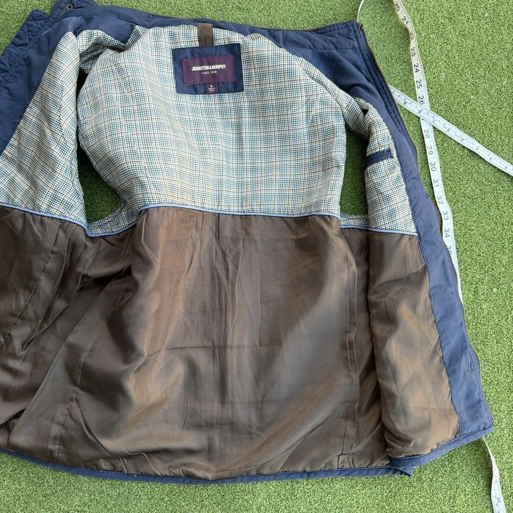 Johnston & Murphy Jacket Vest Mens Medium Blue Quilted Sleeveless Full Zip